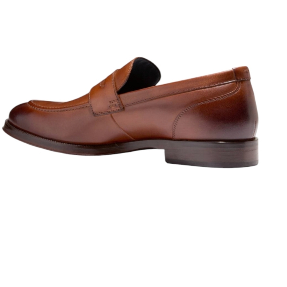 Cole Haan Men Carnegie British Tan Brown Leather Penny Loafers ... Size 9.5 - Picture 2 of 10